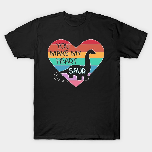 You Make my Heart Saur Dinosaur Valentine T-Shirt by Timeforplay